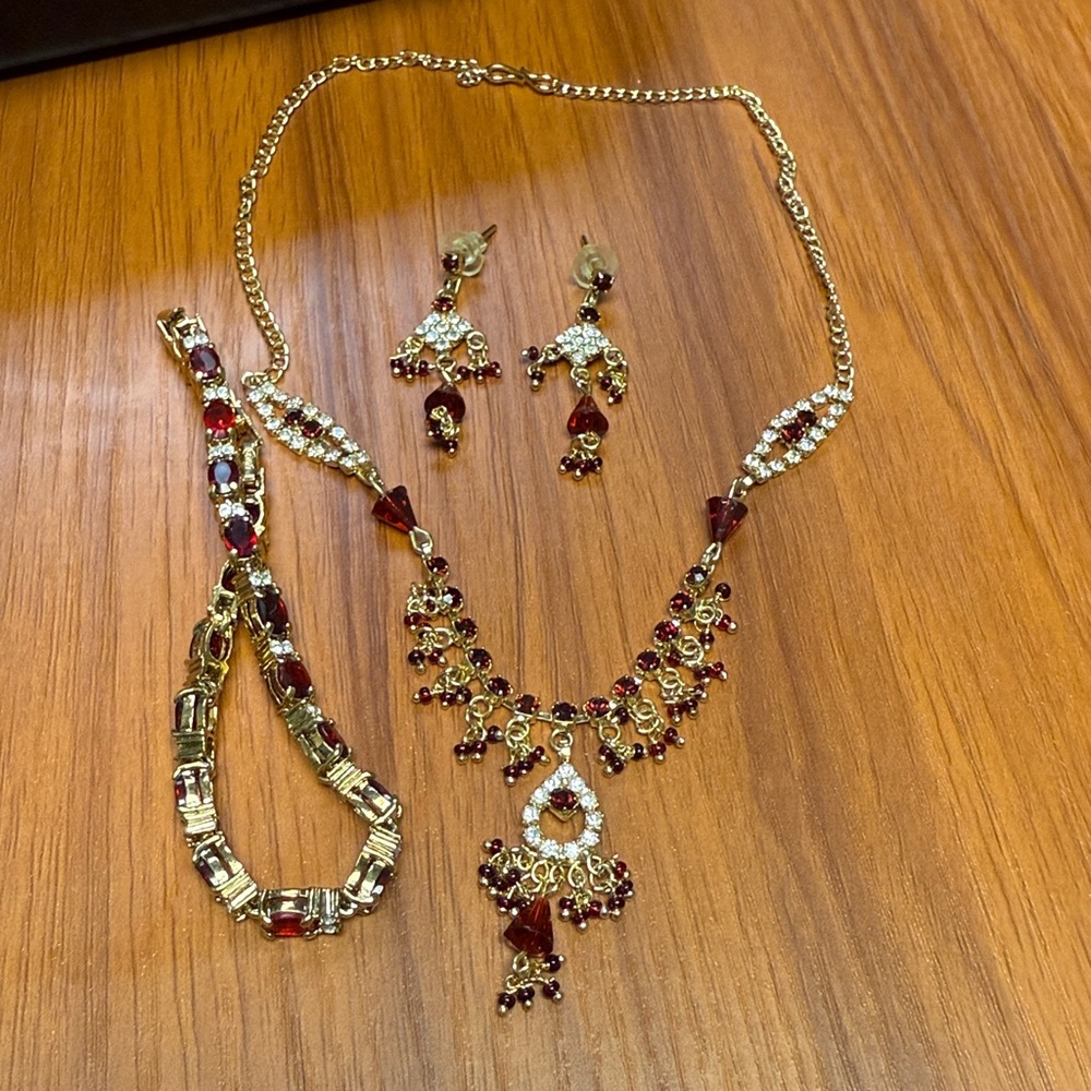 Gold and Red Jewelry Set